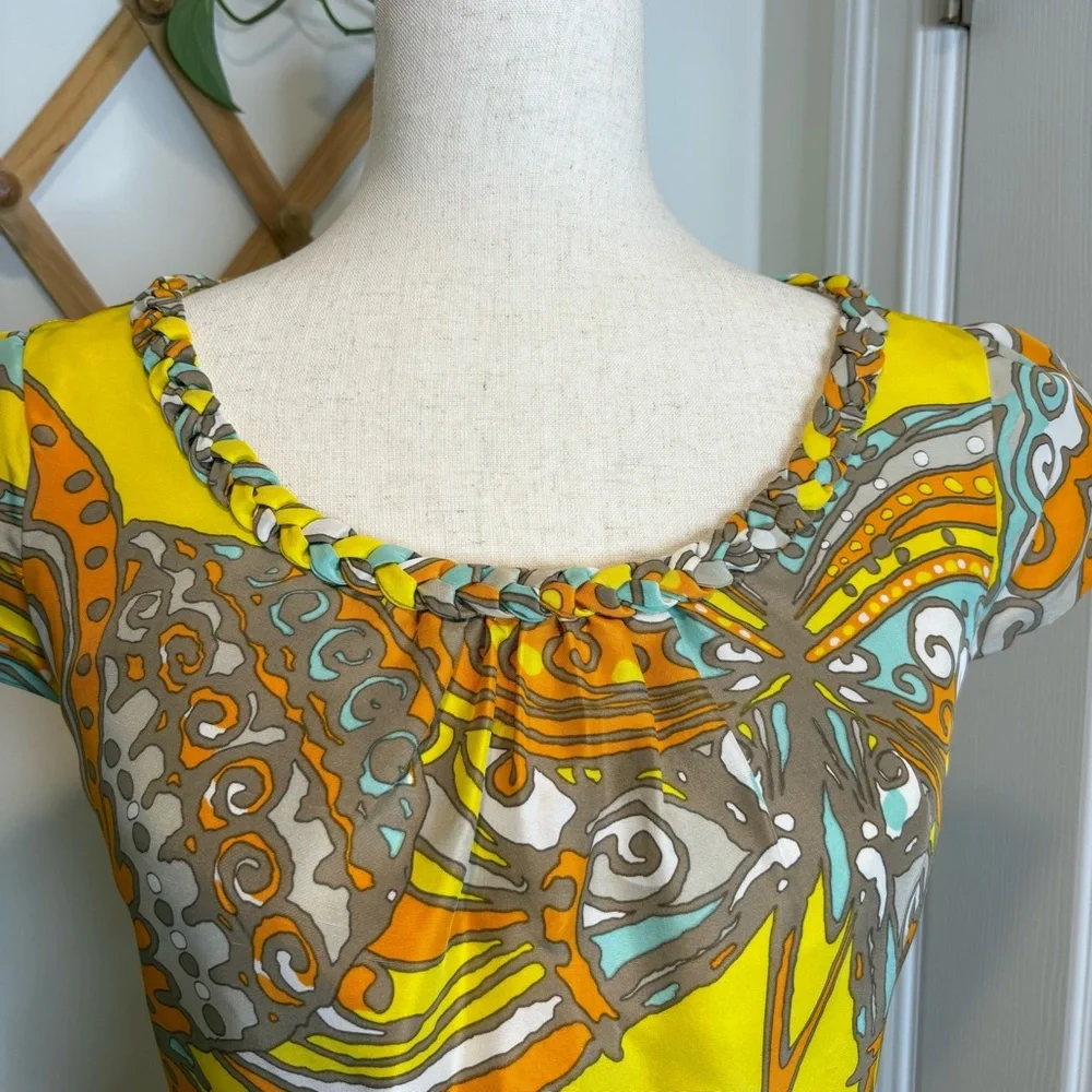 kate spade Yellow Multi Print Cap Sleeve Sheath Dress